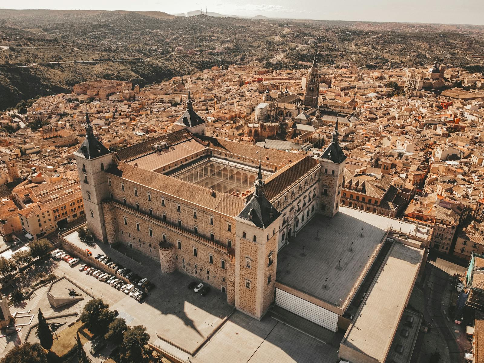 Panoramic view of Toledo from the Mirador del Valle at sunset